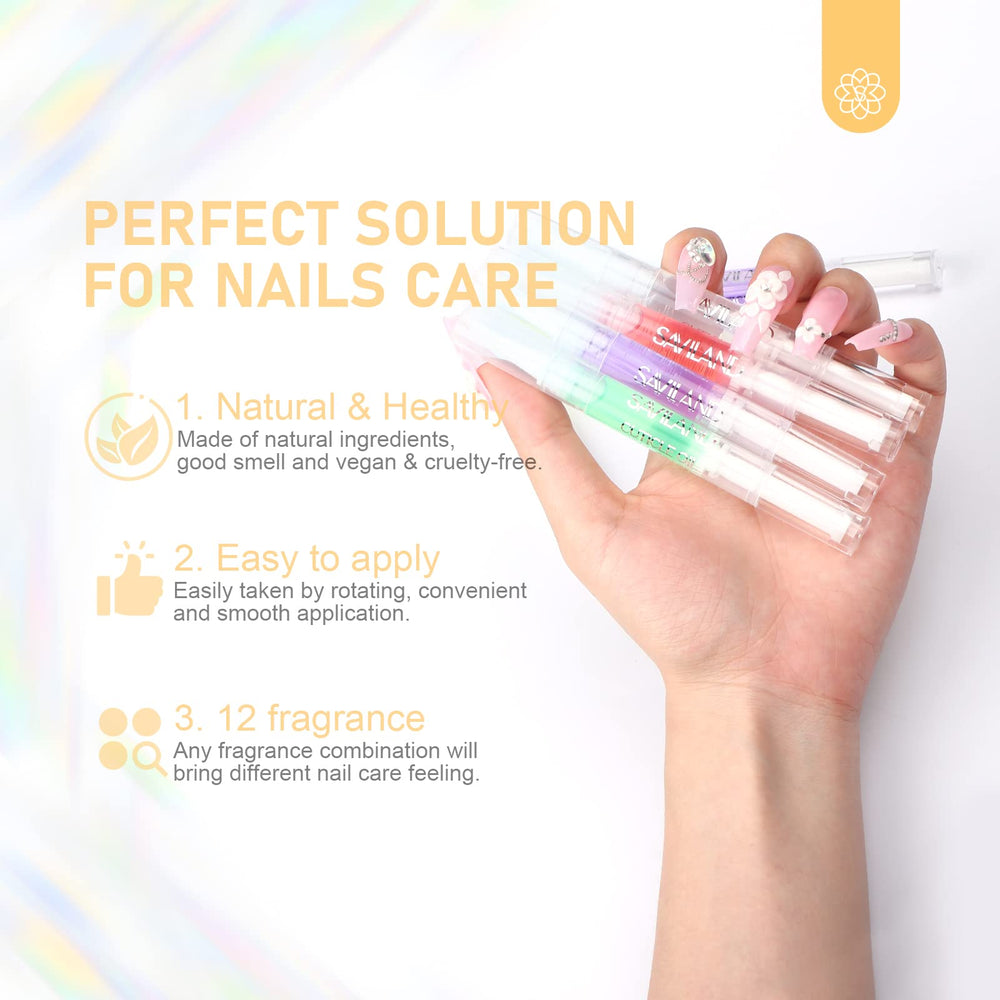 SAVILAND cuticle oil pen fragrance options highlight refreshing scents.