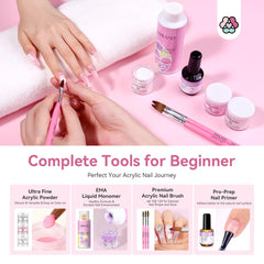 SAVILAND keratin acrylic powder strengthens flexible nails during practice.