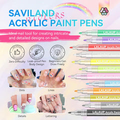 Saviland nail art pens fine-tip close-up enabling precise detailing.
