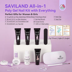 SAVILAND four-color poly gel set with white, pink, haze pink, and clear