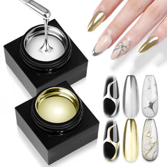SAVILAND silver and gold metallic gel polish set for radiant chrome nails.