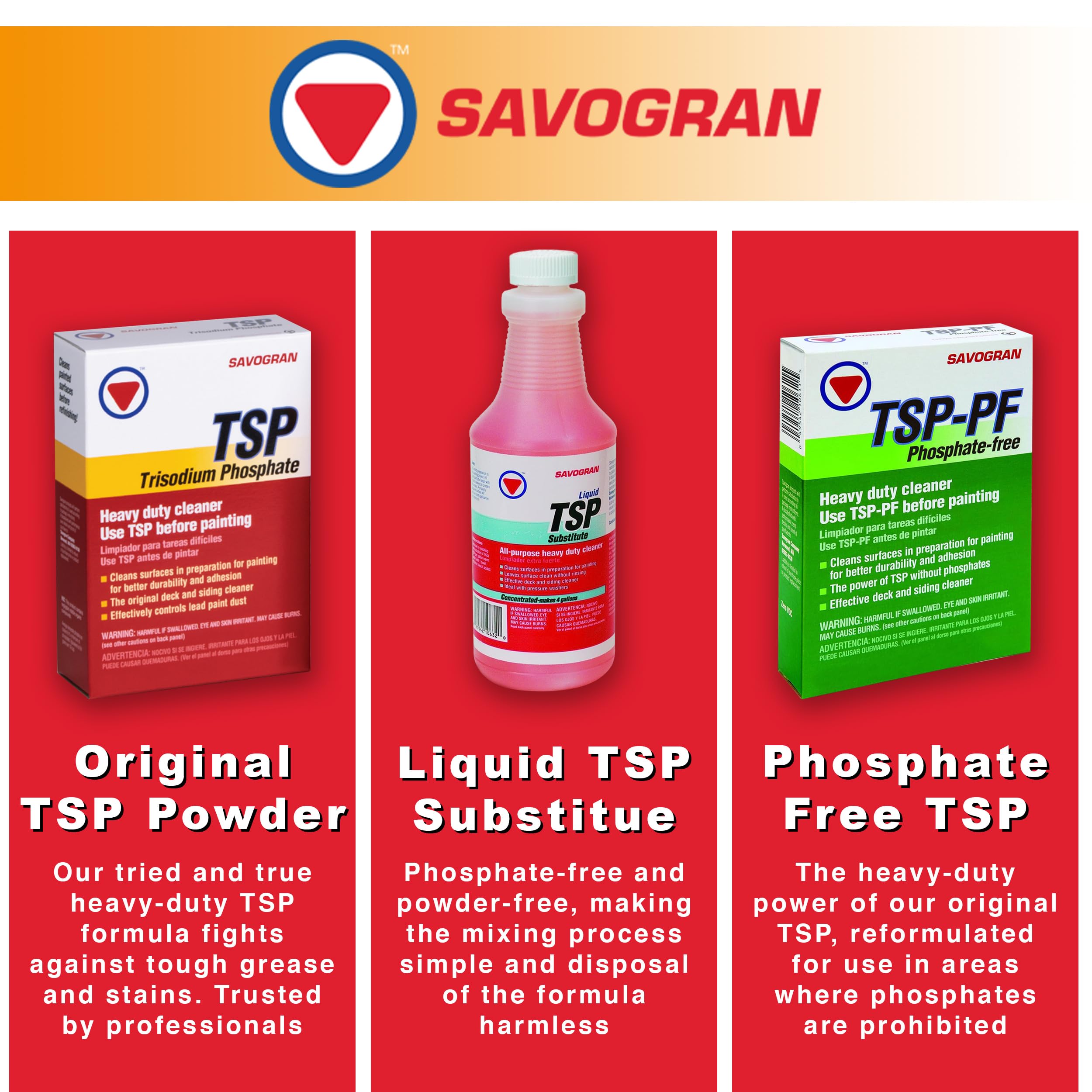 Savogran TSP professional use highlights trusted cleaning for painters.