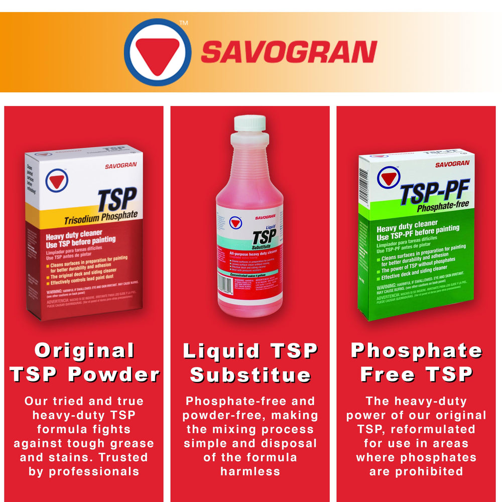 Savogran TSP professional use highlights trusted cleaning for painters.