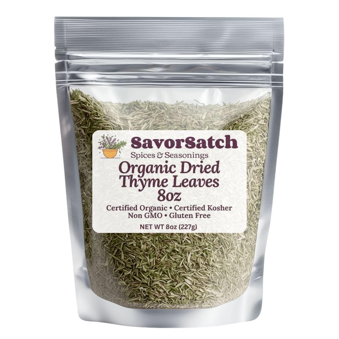 SavorSatch Thyme Leaf 8oz pouch preserves freshness for daily cooking.