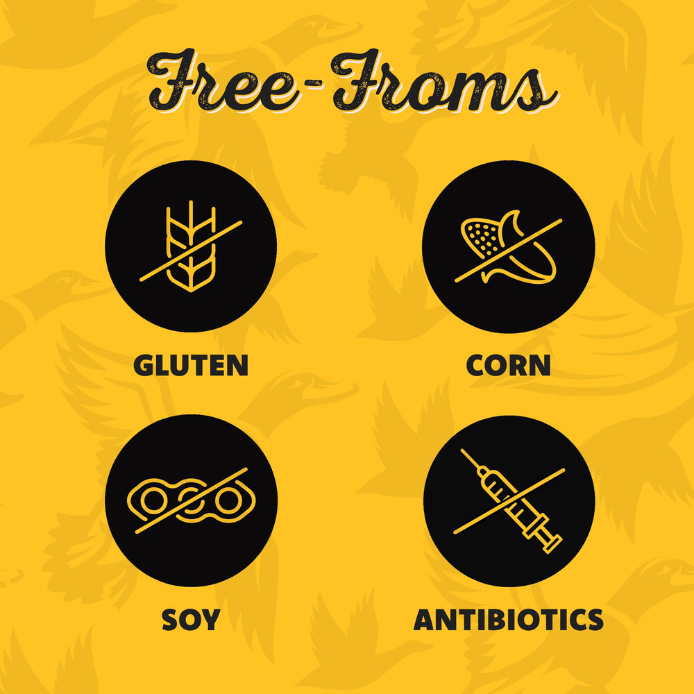 Farm-raised duck origin illustration on Savory Prime packaging