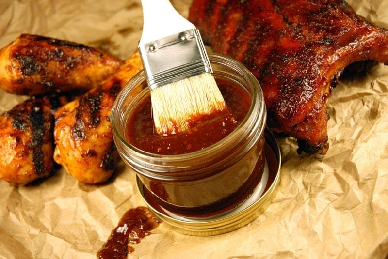Savory Spice vegan Worcestershire in a bowl for marination and flavoring.
