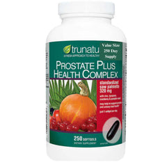 Saw Palmetto Prostate Health softgel bottle showing natural formula and daily use