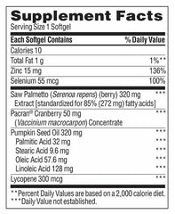 Close-up of Saw Palmetto Prostate Health label noting gluten and lactose free