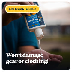 Sawyer 20% Picaridin lotion safe on clothing and gear for hiking.