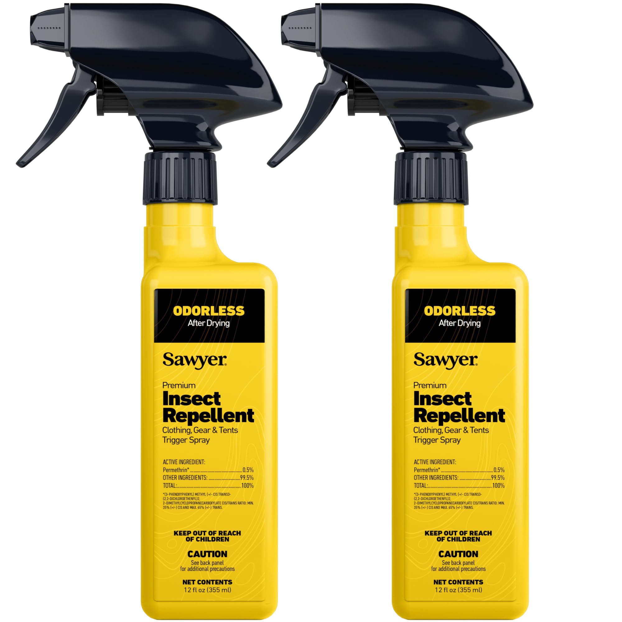 Sawyer Permethrin bottle pour for easy outdoor application on clothing and gear.