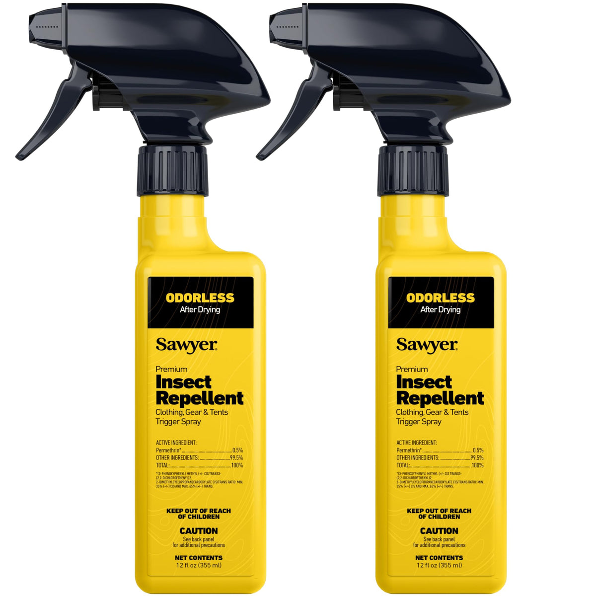 Sawyer Permethrin bottle pour for easy outdoor application on clothing and gear.
