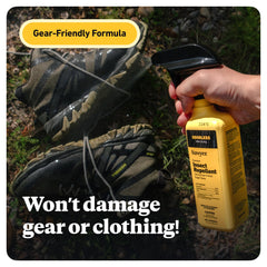 Sawyer Permethrin gear protection applied to tents and sleeping bags.