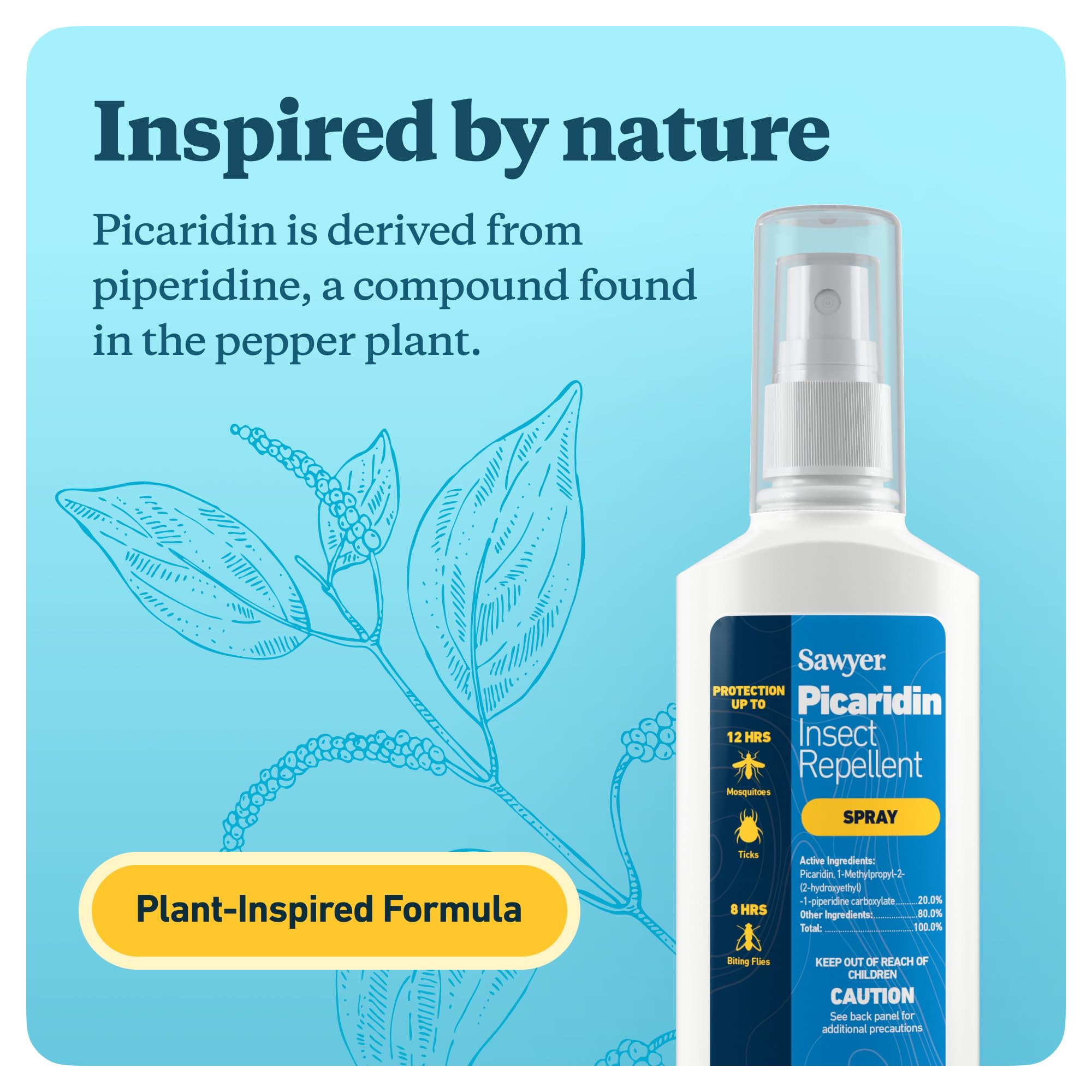 Sawyer picaridin applied to skin repelling mosquitoes and ticks.