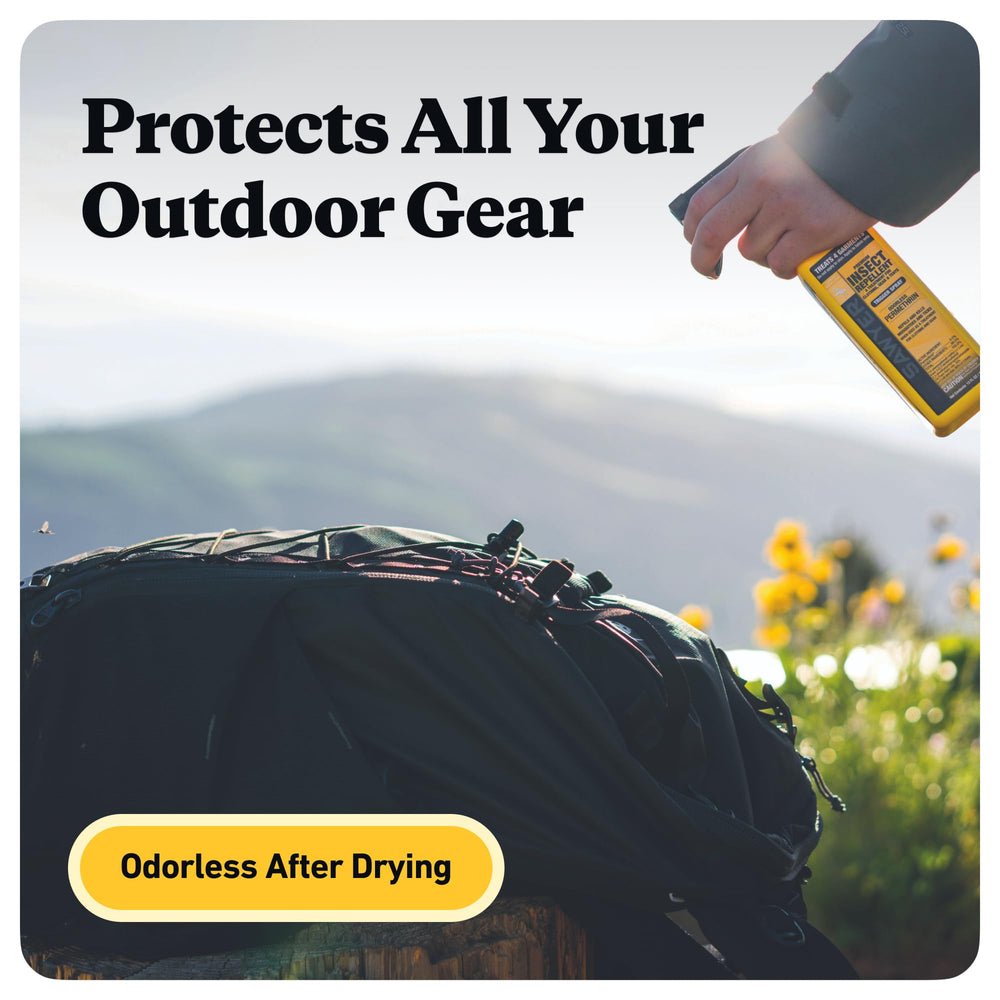 Sawyer SP649 demonstrates protection against ticks and mosquitoes for outdoor activities.