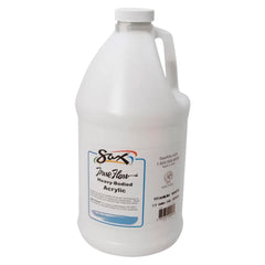 Sax True Flow heavy body paint titanium white bottle pour showing creamy coverage.