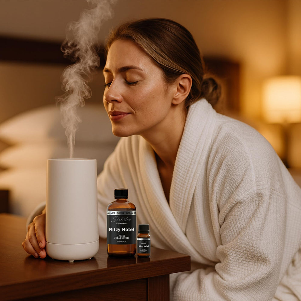 Sbehrtno diffuser oil scent cloud illustrates long-lasting fragrance throw.
