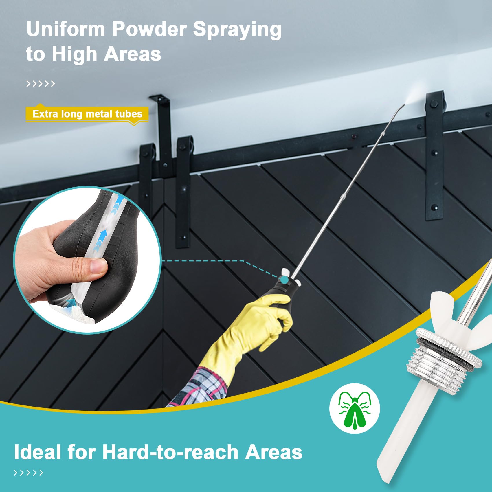 Sbestily large-capacity bulb duster reduces refills during quick garden treatments.