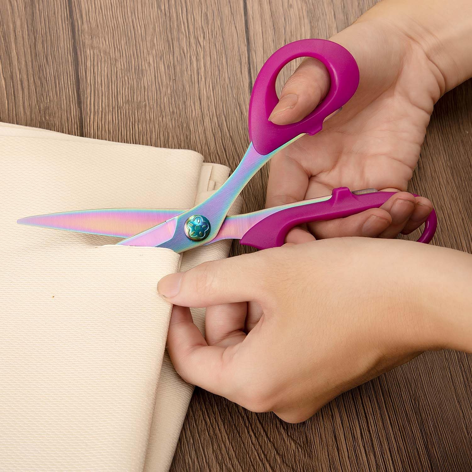SCAIKTIG Sharp Sewing Scissors heavy-duty cutting across fabrics and leather.