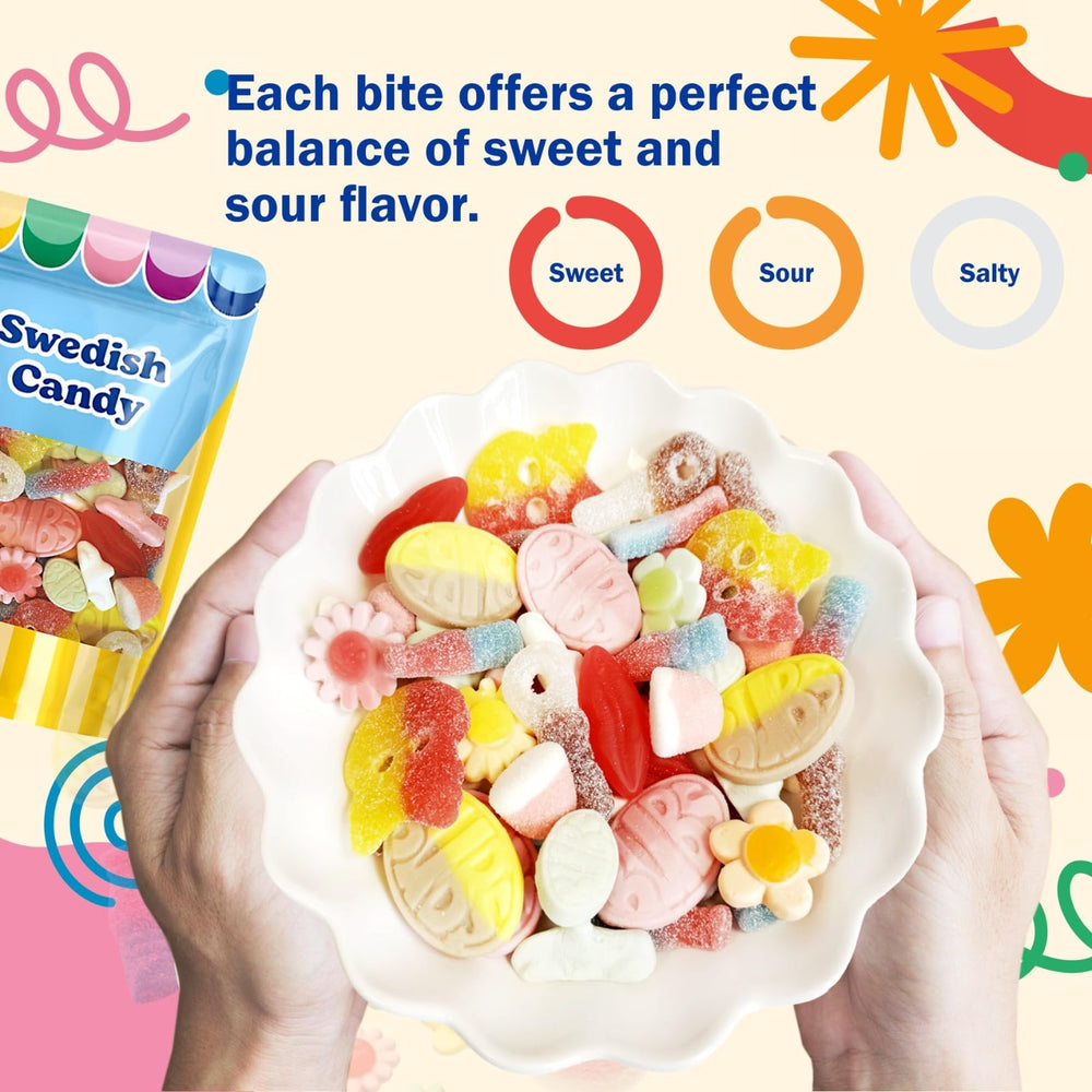 Soft, foam-textured gummies, a hallmark of Scandinavian candy craftsmanship.