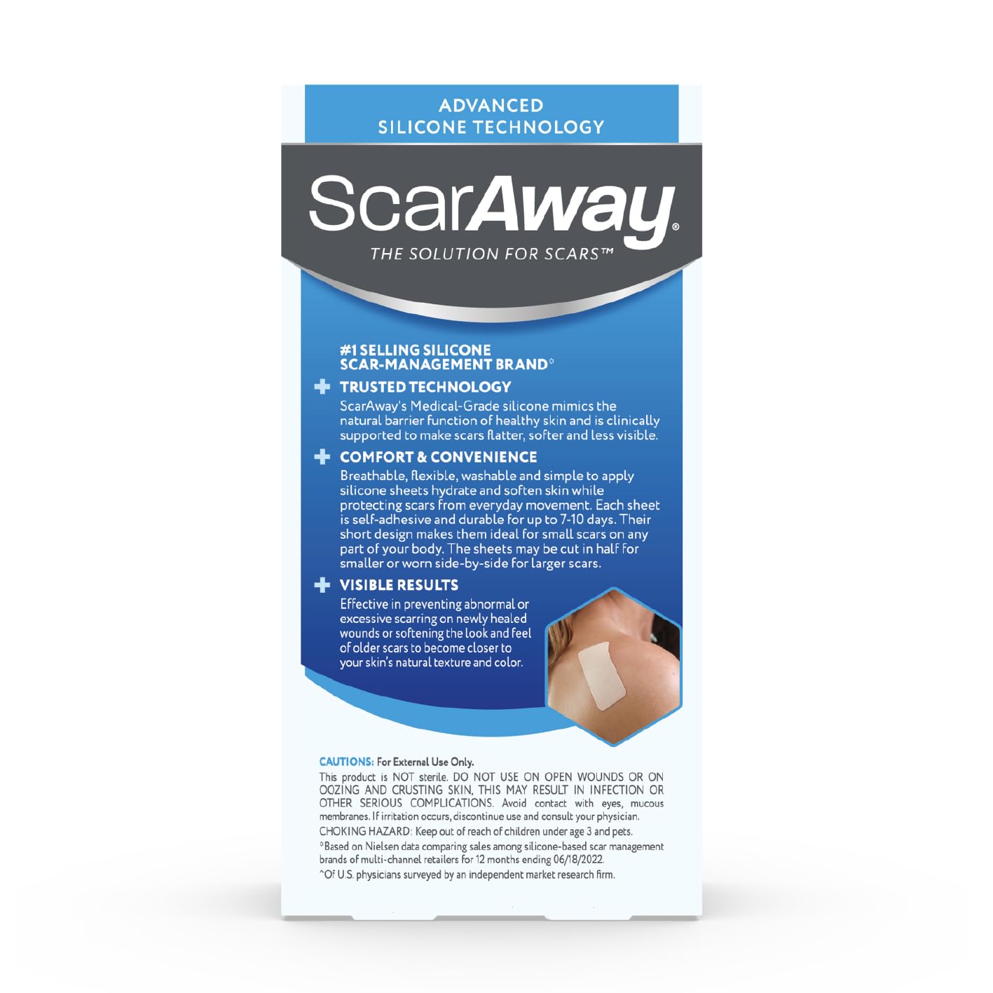 ScarAway water-resistant scar sheets used during daily activities with potential redness relief.