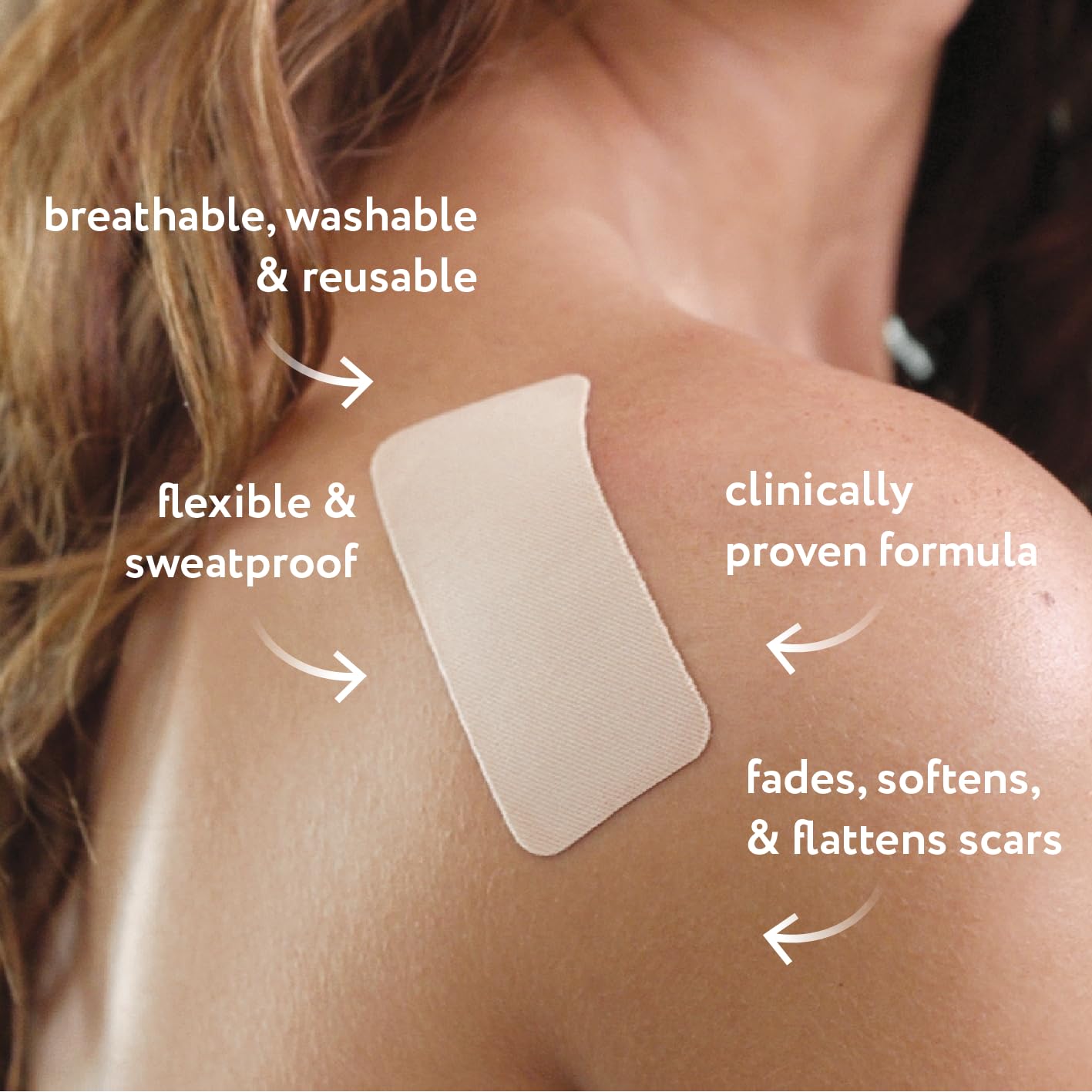 ScarAway scar sheets on arm during daily activities for discreet scar care.