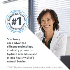 Close-up of ScarAway silicone sheets shows flexible, water-resistant adhesion for daily wear.