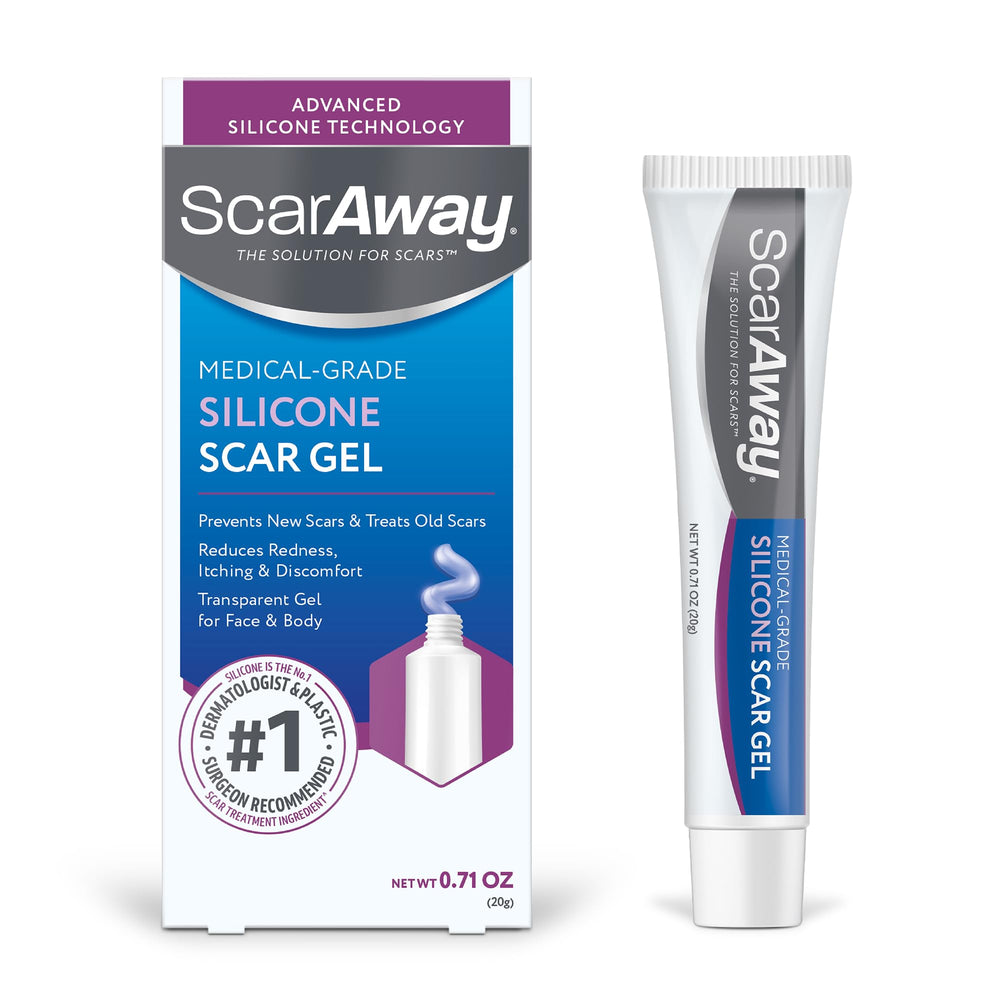 ScarAway silicone scar gel bottle pour shows easy, controlled application for daily use