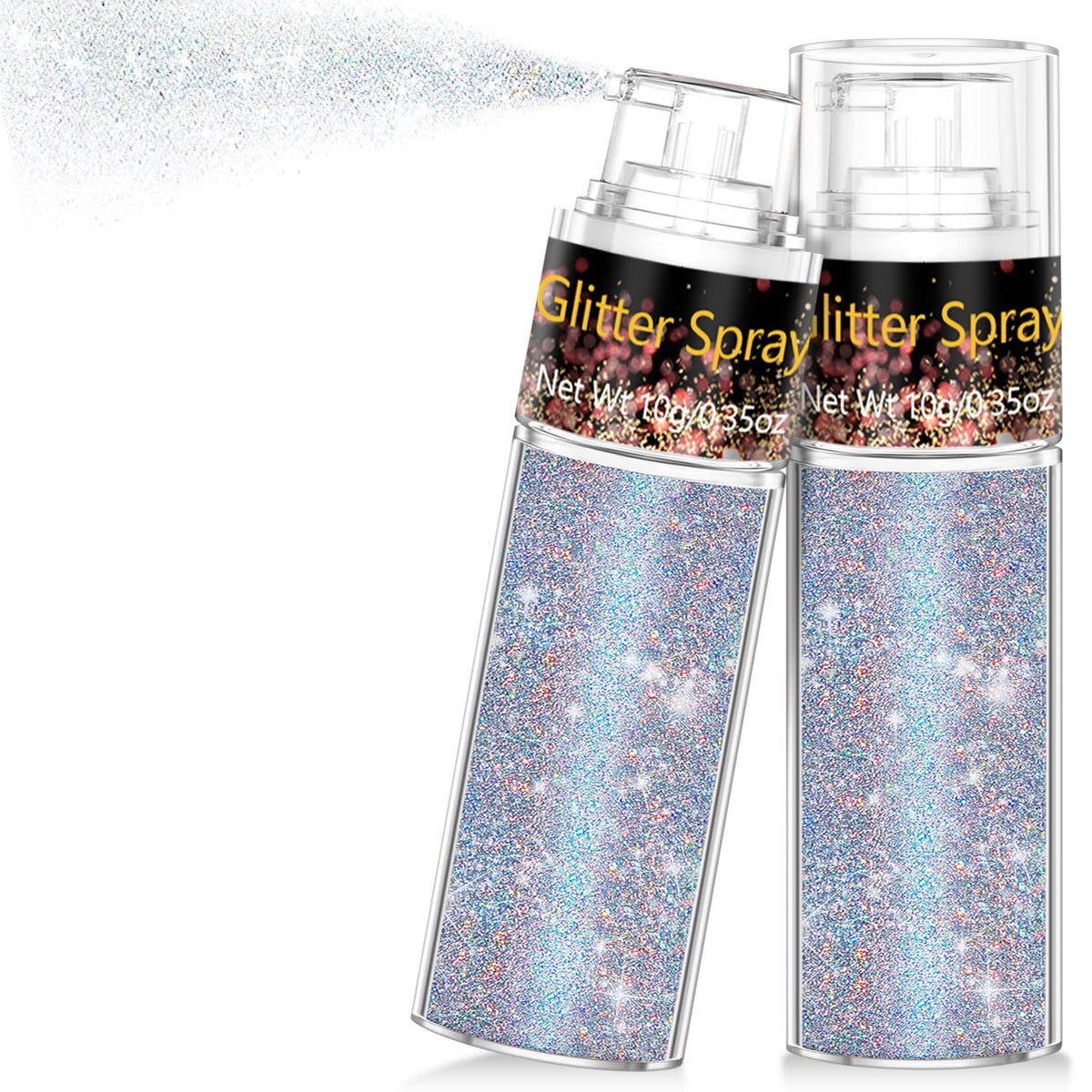 Scarman Glint-Rainbow Glitter Spray bottle glowing with holographic shine for an all-over glow