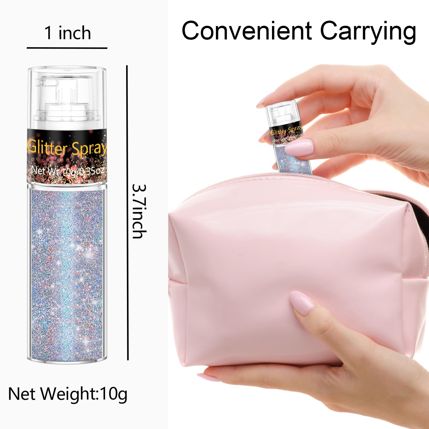 Scarman Glint-Rainbow Glitter Spray delivers smooth, even coverage with minimal fallout