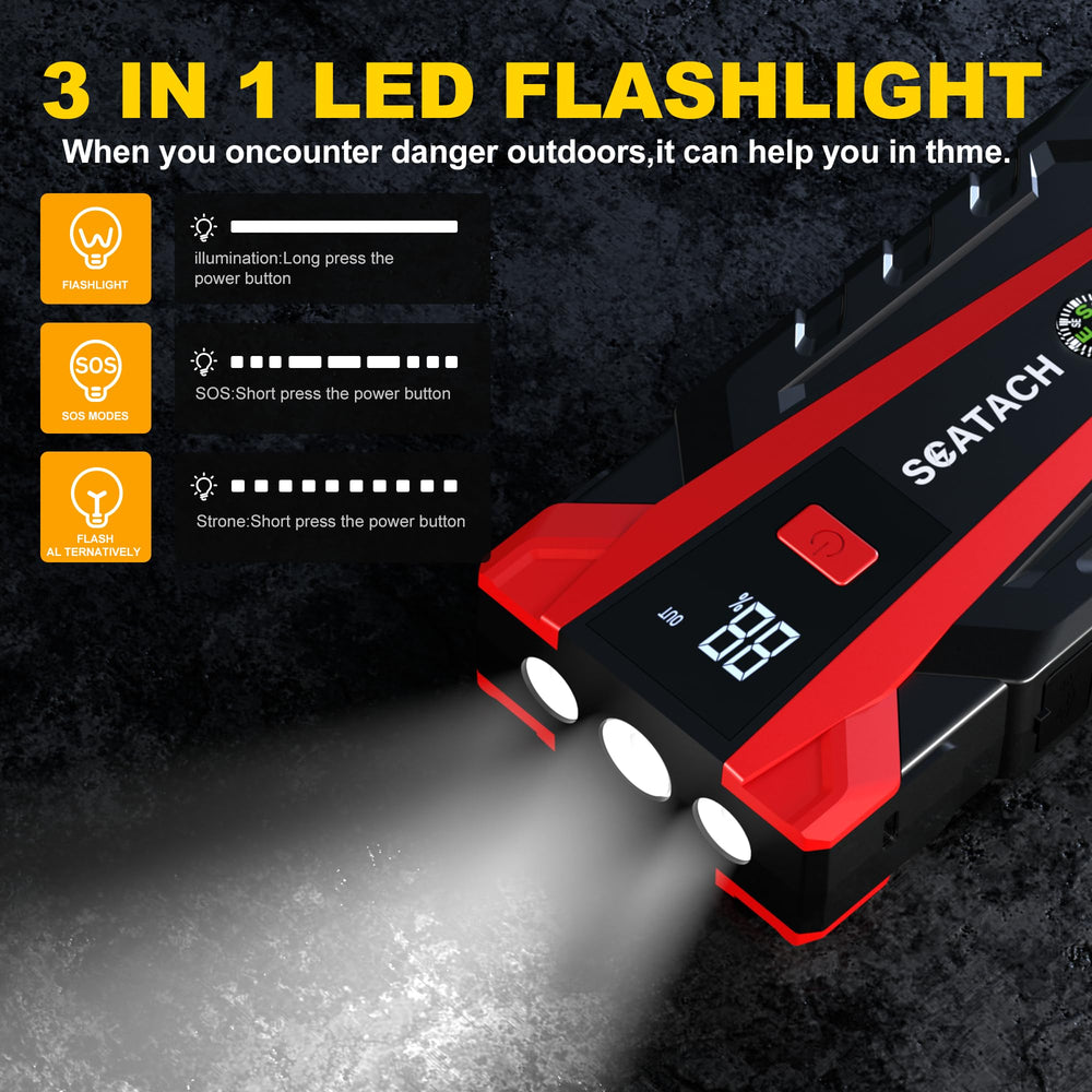 Scatach 3000A jump starter USB port for charging devices on the go
