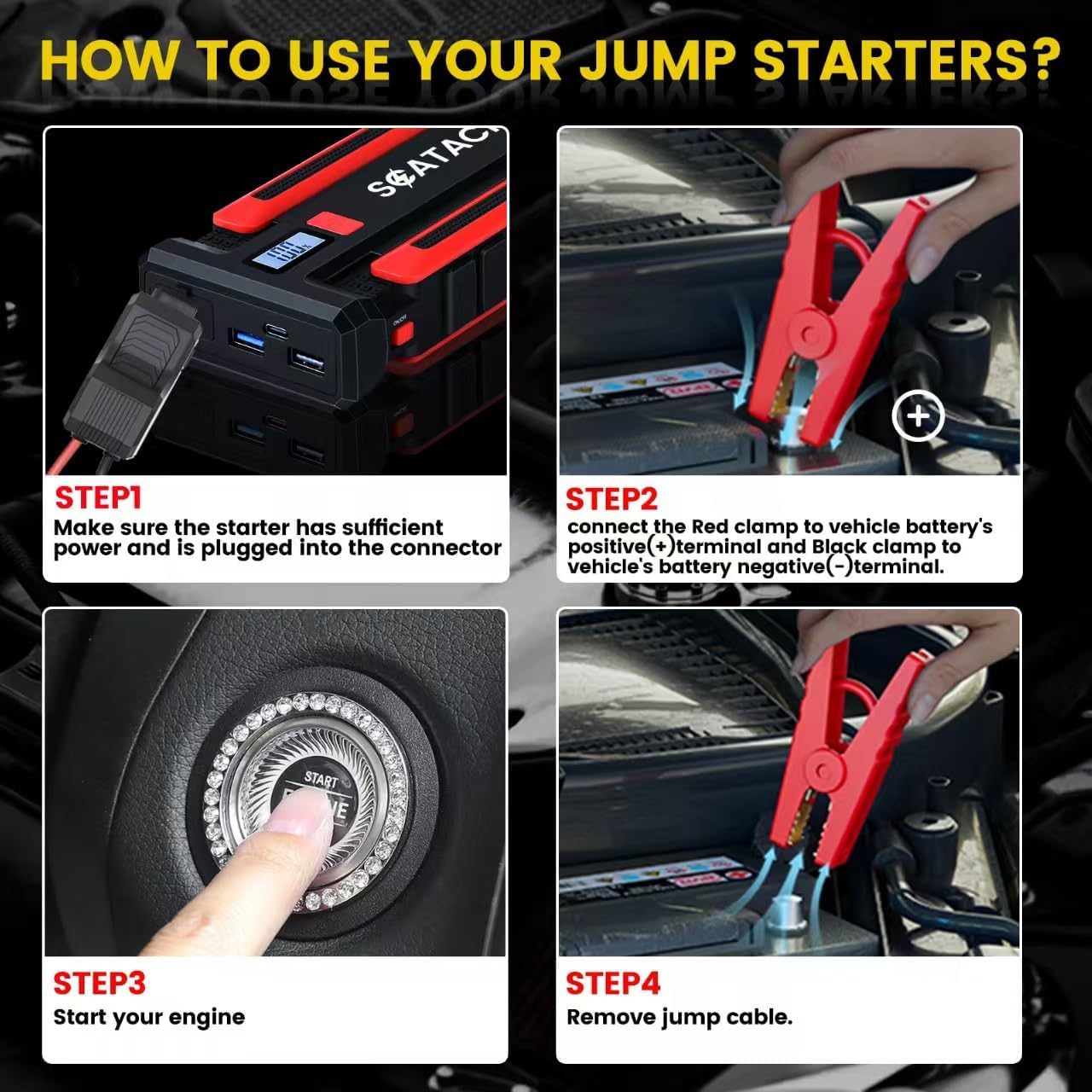 Scatach 4000A jump starter compact size for travel.