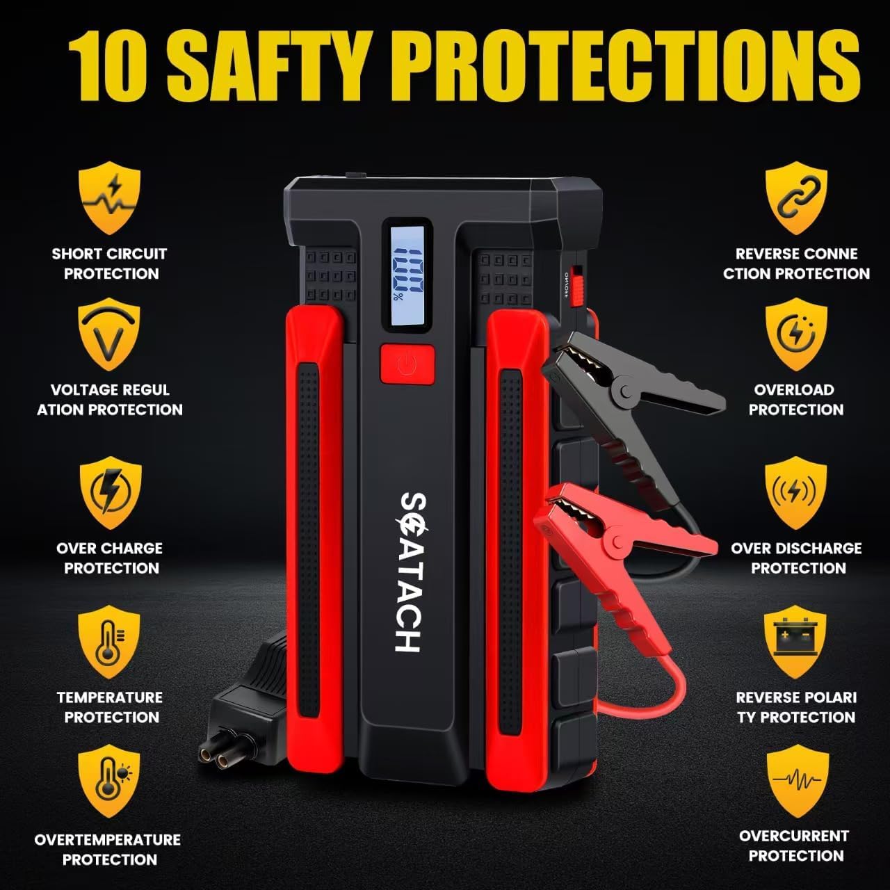 Scatach 4000A jump starter USB port for device charging.