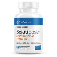 SciatiEase bottle image showing the sciatic nerve supplement for daily support.