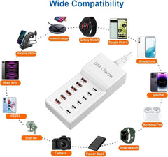 Sccvee USB charging station side view highlighting compact desk footprint.