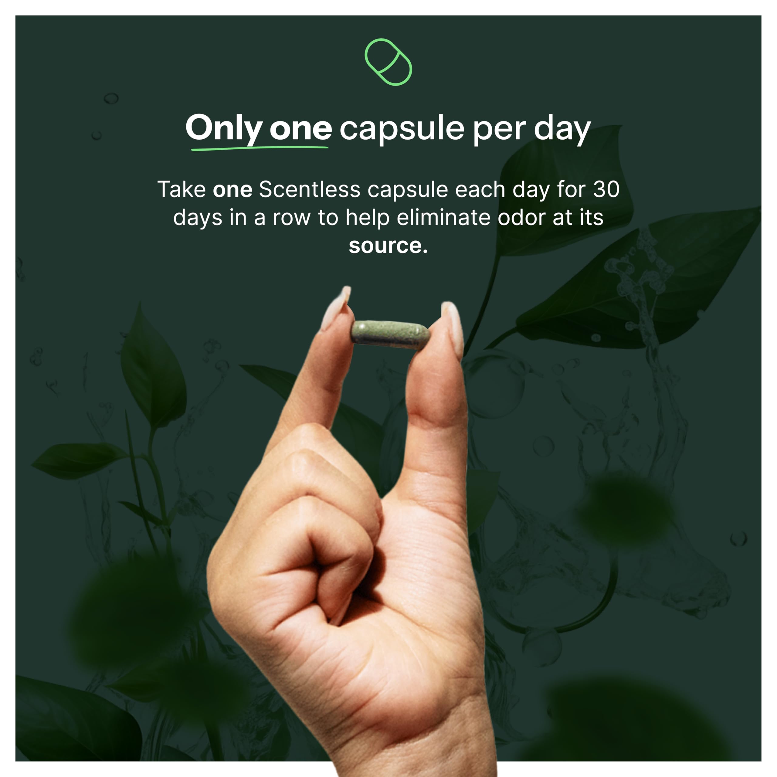 Scentless bottle with capsules ready for daily odor management