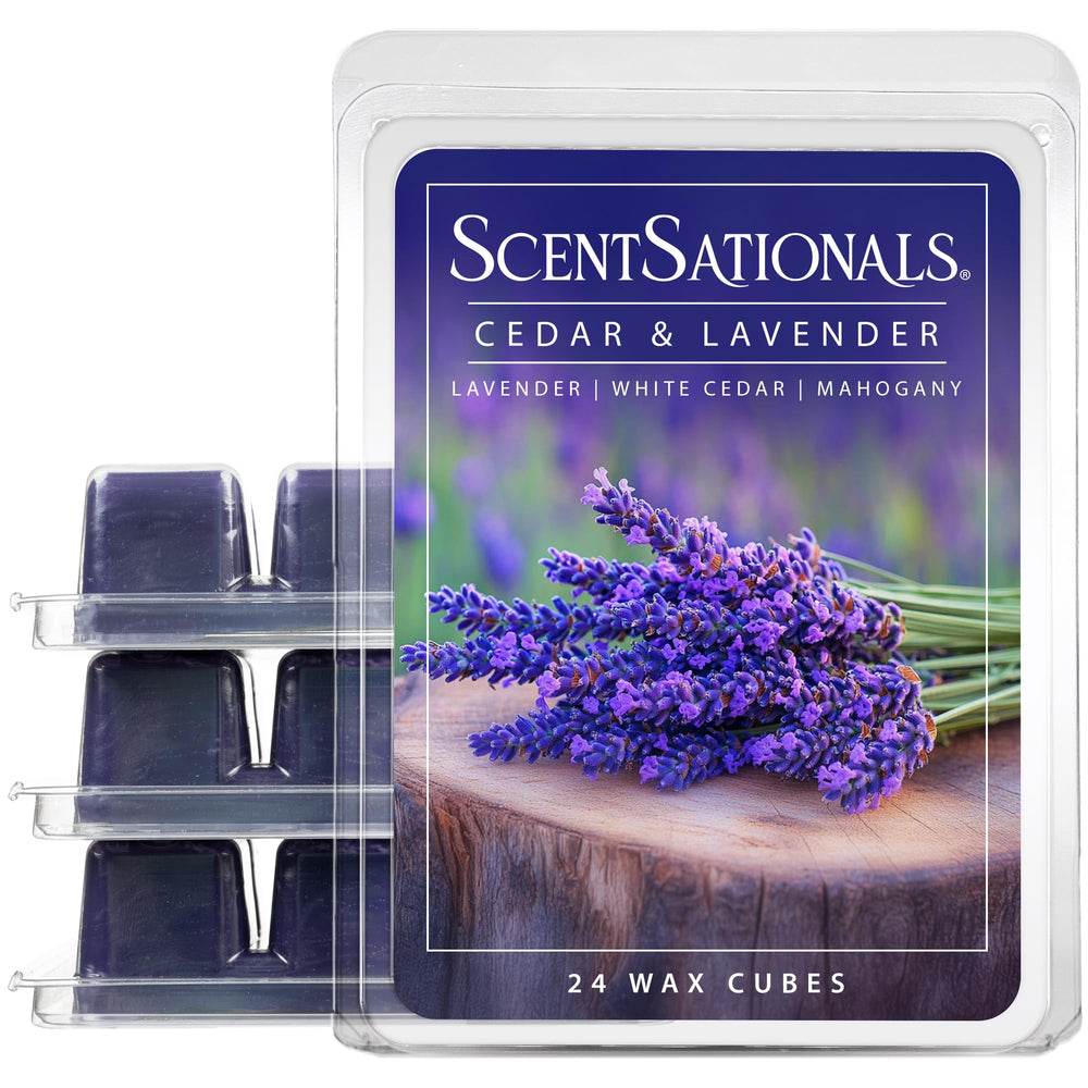 Scentsationals cedar and lavender wax melts closeup highlighting rich aroma for a calming space