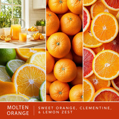 Closeup of Molten Orange cubes releasing a strong citrus fragrance
