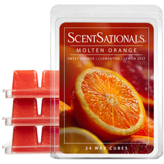 Scentsationals Molten Orange wax cubes packshot showing a bright citrus aroma