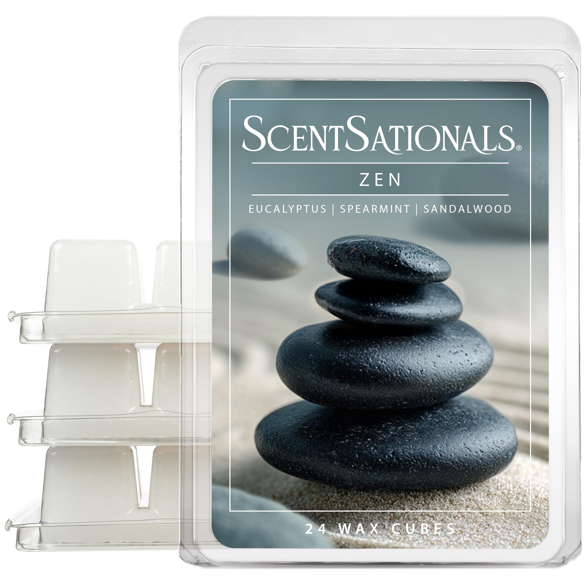Scentsationals Zen wax melts packaging showing 24 cubes for easy fragrance