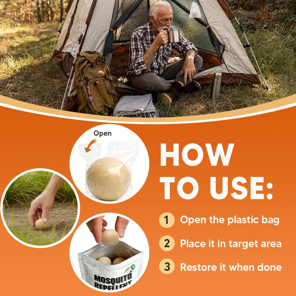 SCFKAOF mosquito repellent ball packaging shows eight-pack convenience for quick setup.