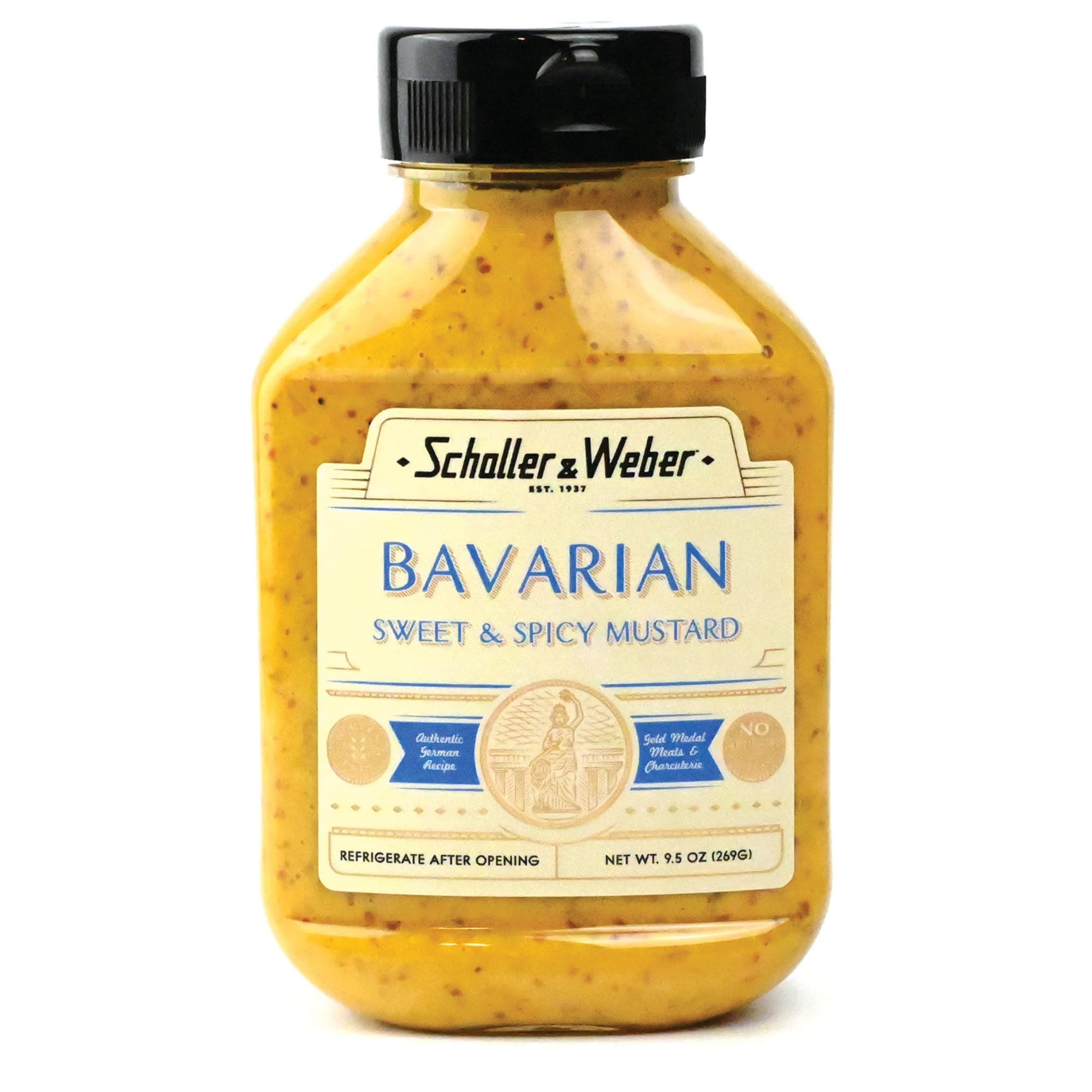 Schaller & Weber Bavarian Mustard bottle 9oz ready for kitchen use