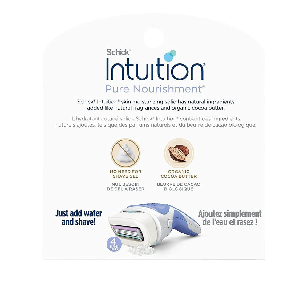 Schick Intuition 4-blade pivoting head follows curves for a smooth shave.