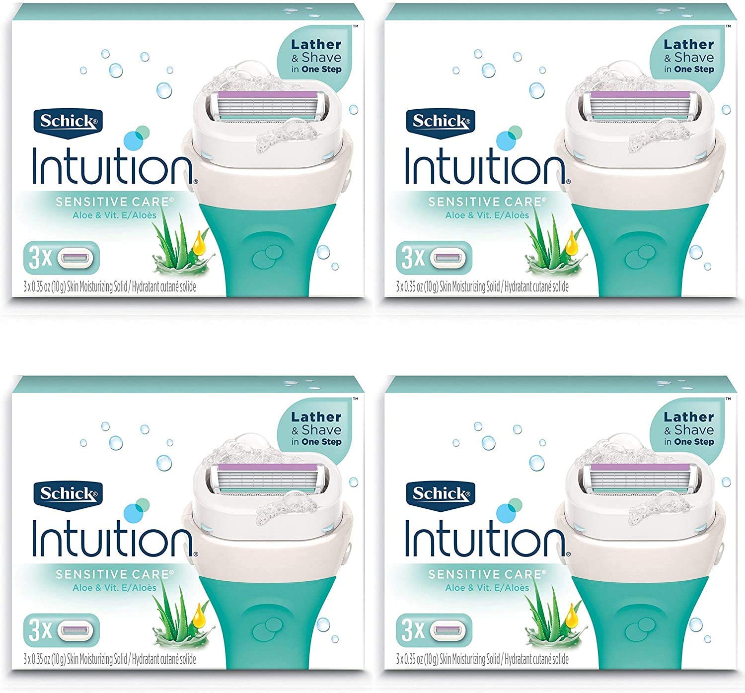 Schick Intuition Pure Nourishment pack image highlights 12 refills for convenient at-home grooming.