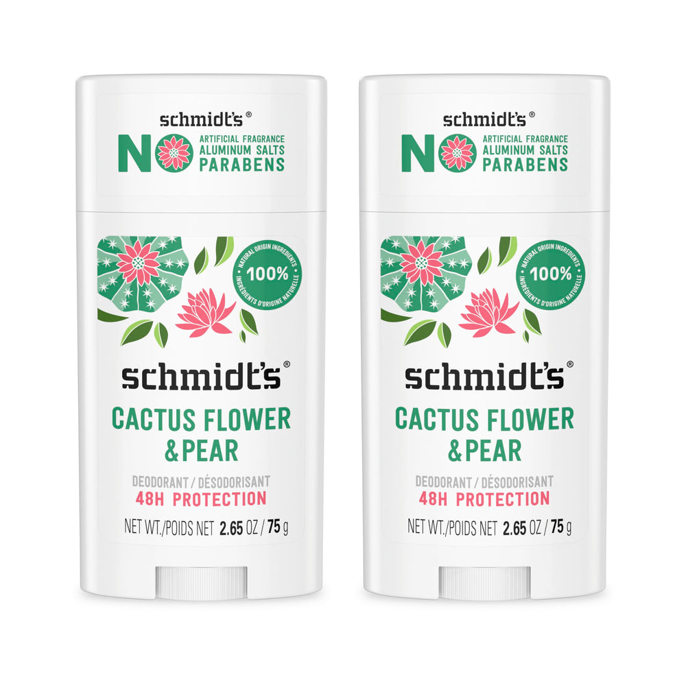 Schmidt's cactus flower and pear deodorant stick provides all-day natural odor protection