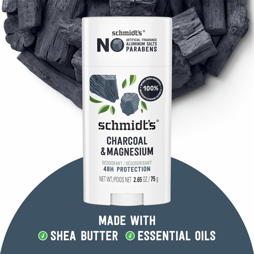 Schmidt's deodorant ingredients with coconut and shea in view.