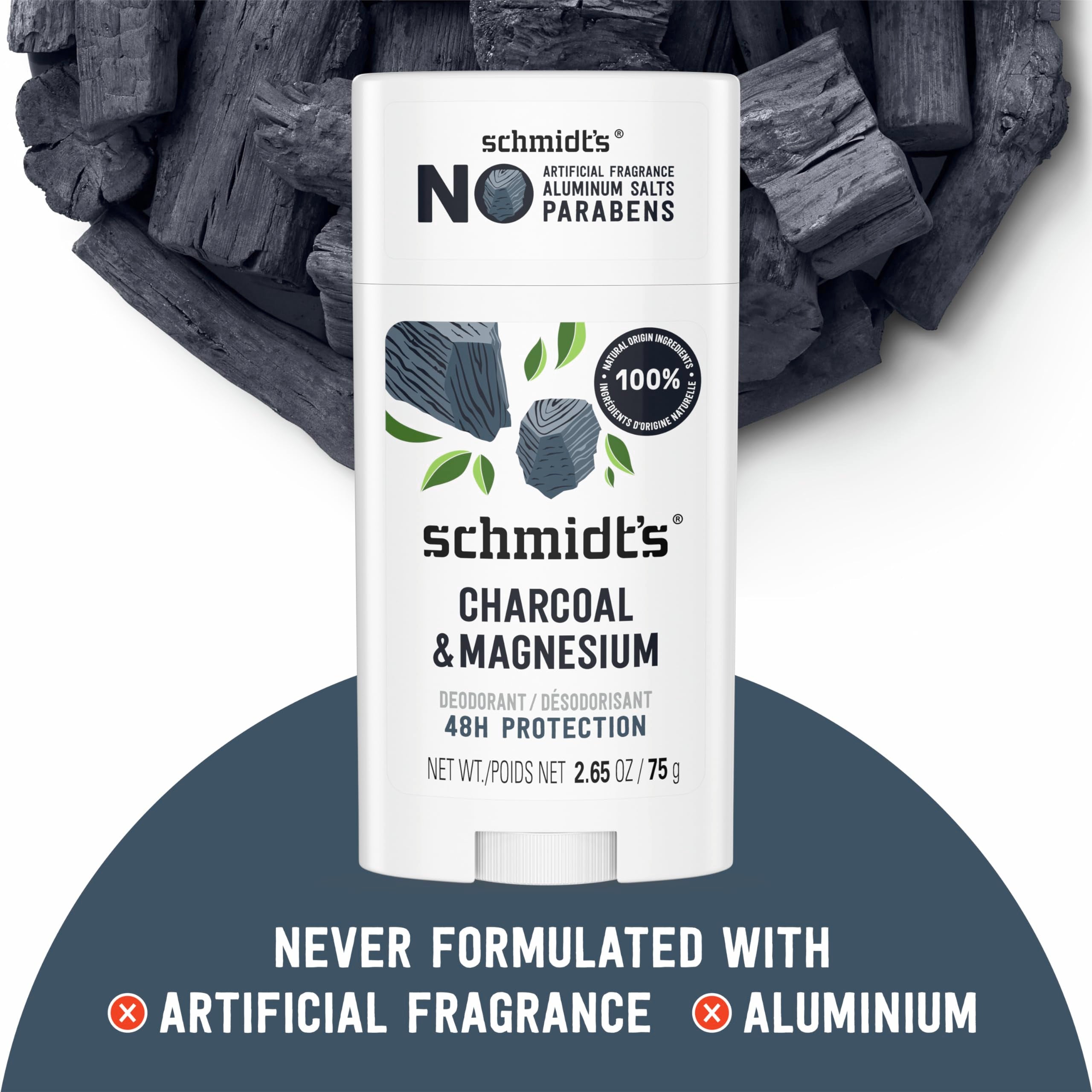 Schmidt's Charcoal Magnesium deodorant underarm application in use.