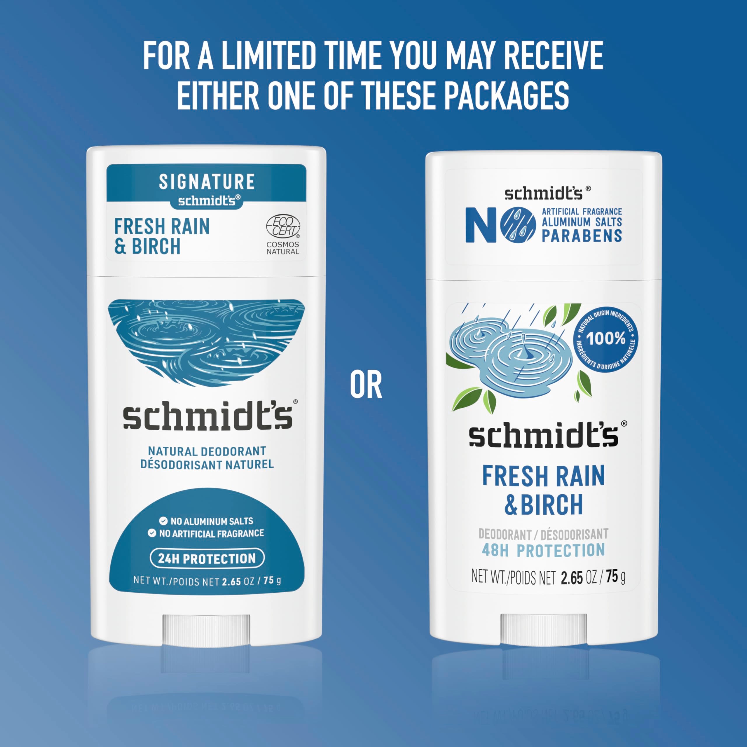 Schmidt's Fresh Rain & Birch vegan and cruelty-free label close-up