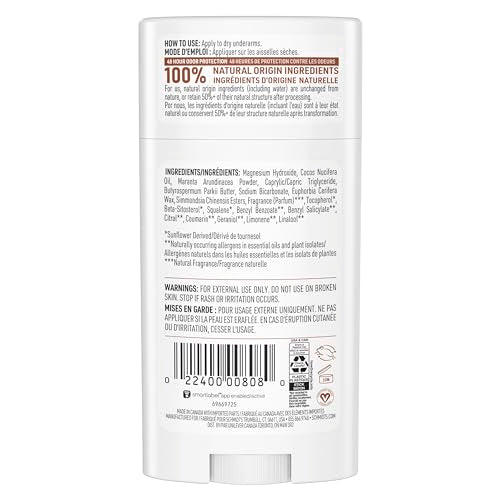 Schmidt's Sandalwood & Citrus deodorant stick closed, aluminum-free formula on label.