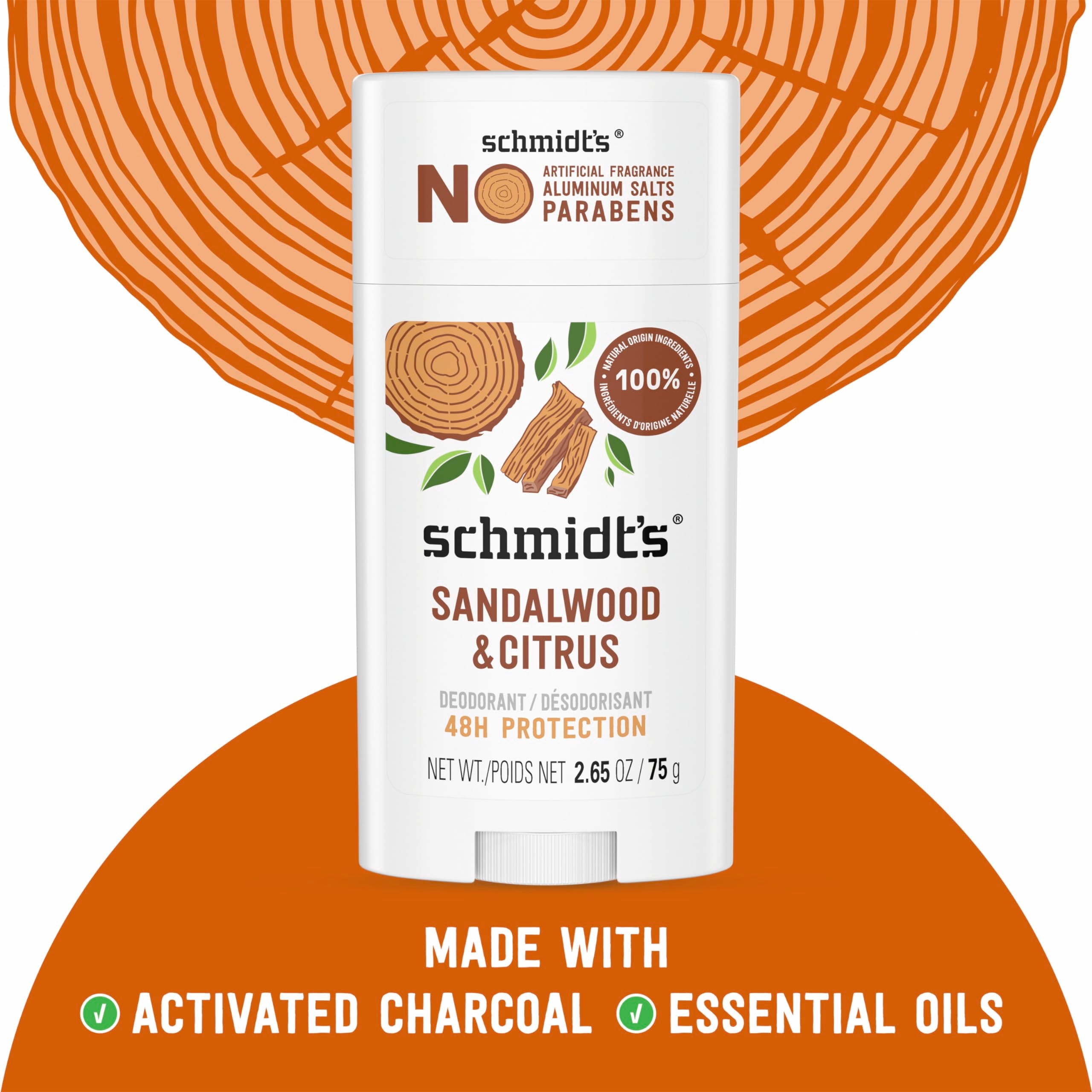Vegan and cruelty-free badge on Schmidt's deodorant.