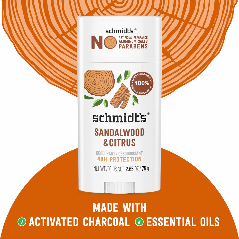Vegan and cruelty-free badge on Schmidt's deodorant.